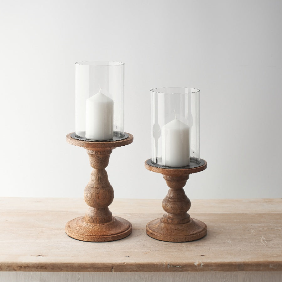 Glass Pillar Candle Holder, 35cm