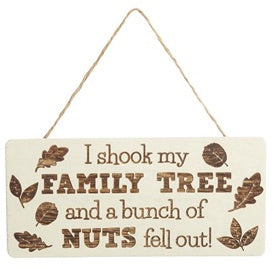 Funny Family Tree Wooden Sign 23cm, Quirky Hanging Plaque Gift Decor