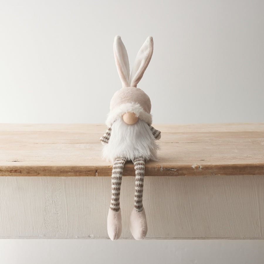 Bunny Gonk 30cm Soft Textile Easter Shelf Decor Natural Tones Gift
