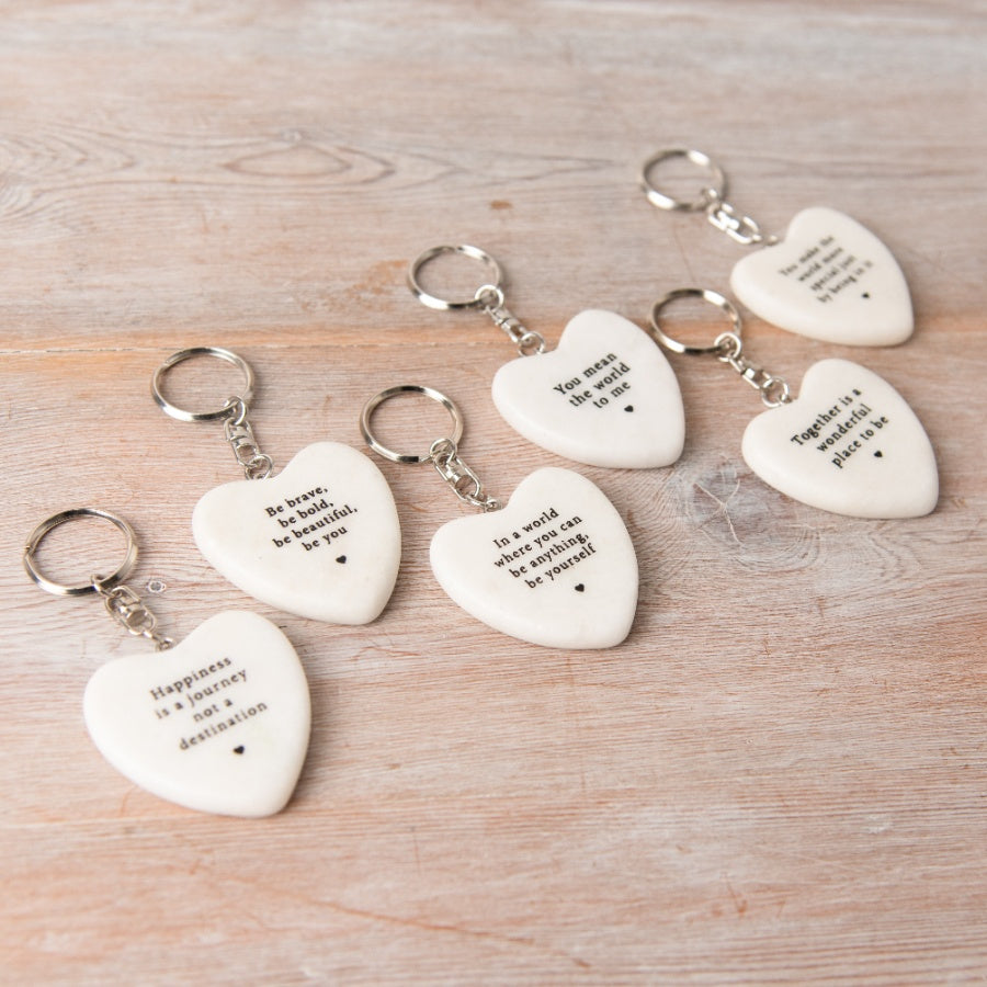 Natural White Marble Keychain – 4.8cm Motivational Pebble Keyring Assortment