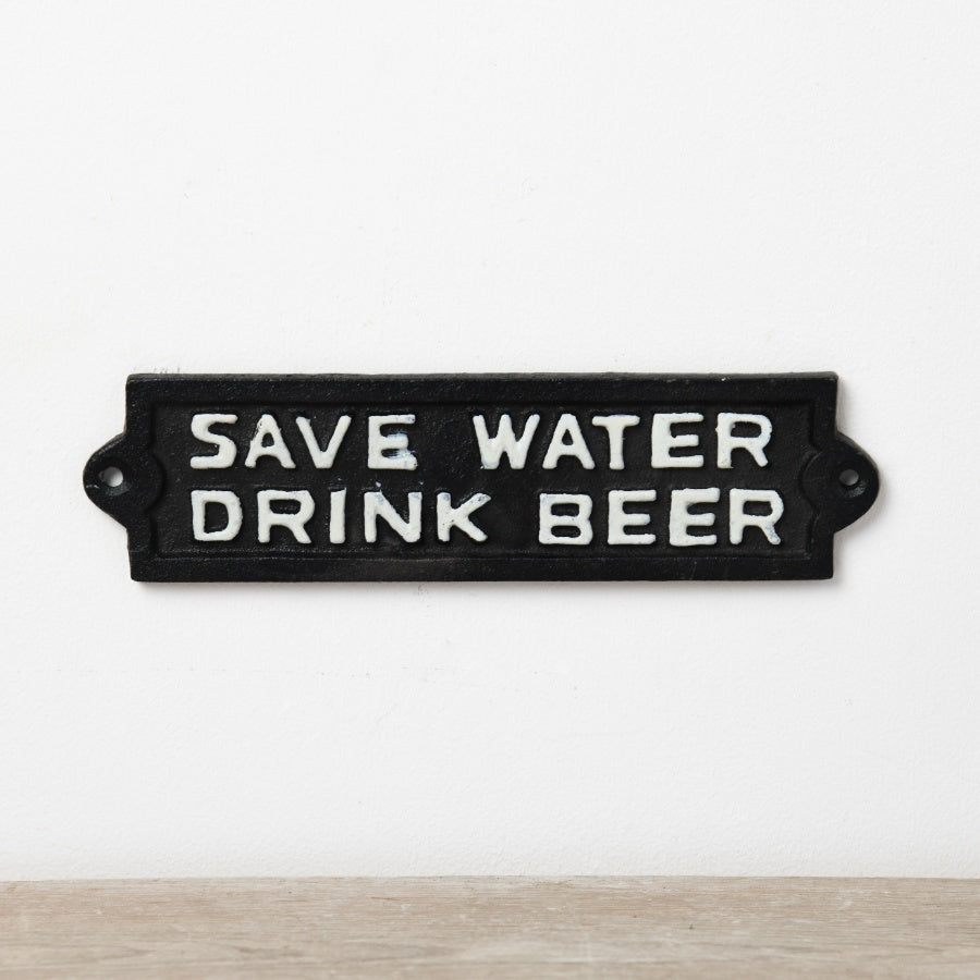 Metal Save Water Drink Beer Sign 21.8cm Humorous Wall Plaque with Holes