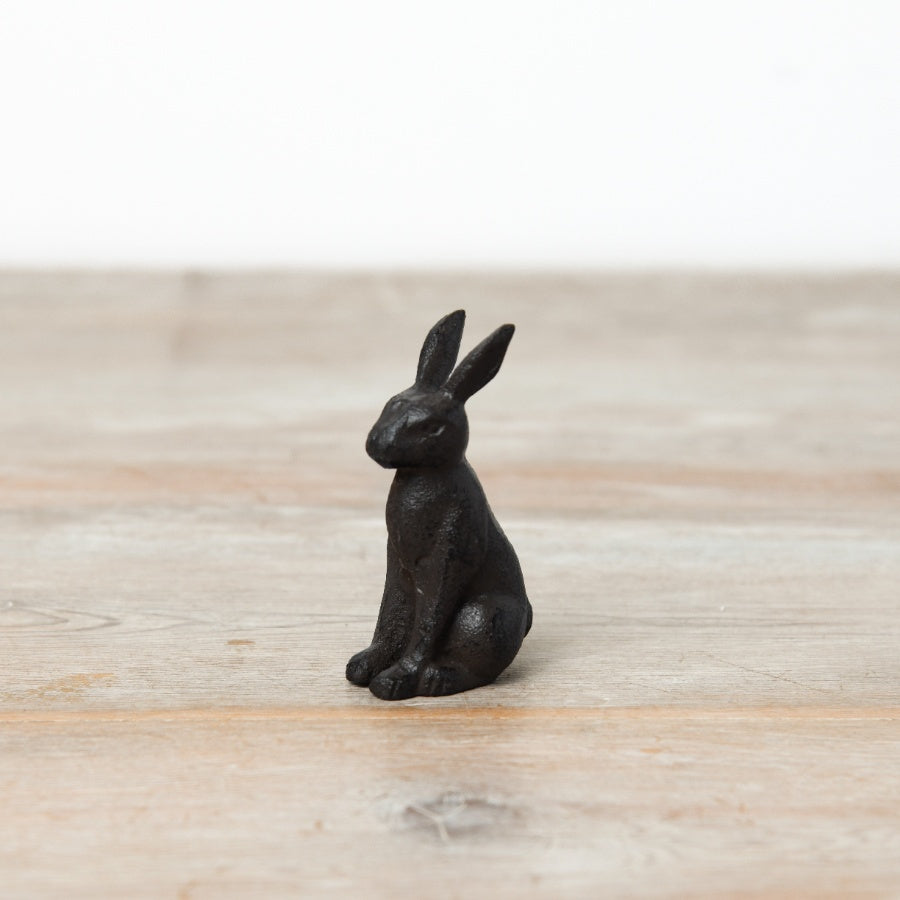 Cast Iron Rabbit Figurine 7.9cm Whimsical Indoor Outdoor Decor Accent
