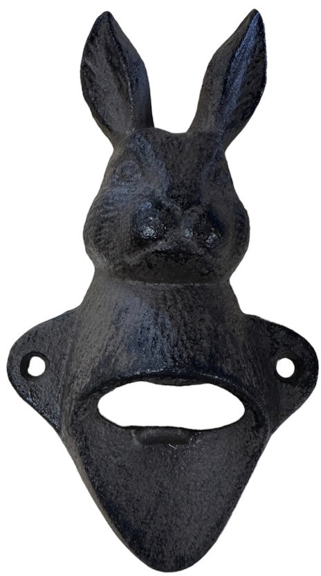 Cast Iron Rabbit Bottle Opener 14.8cm Rustic Wall Mount Country Bar Decor