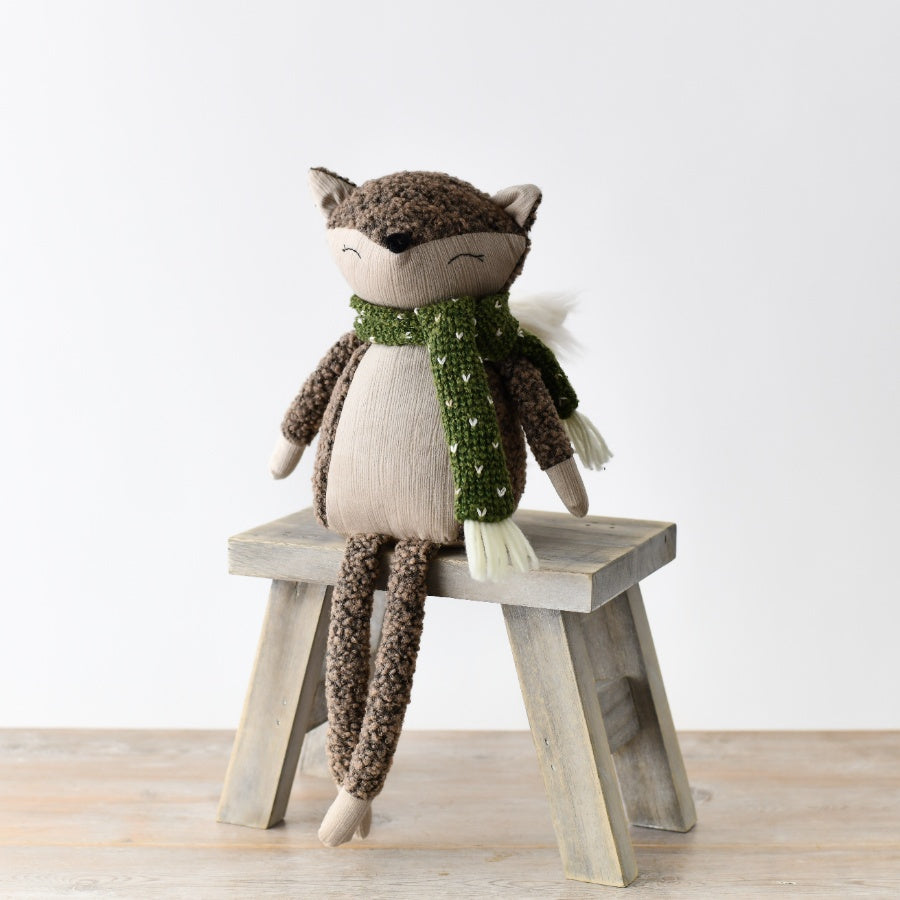 Fabric Sitting Fox 42cm – Long Legs Woodland Christmas Decoration, Fluffy Tail Accent