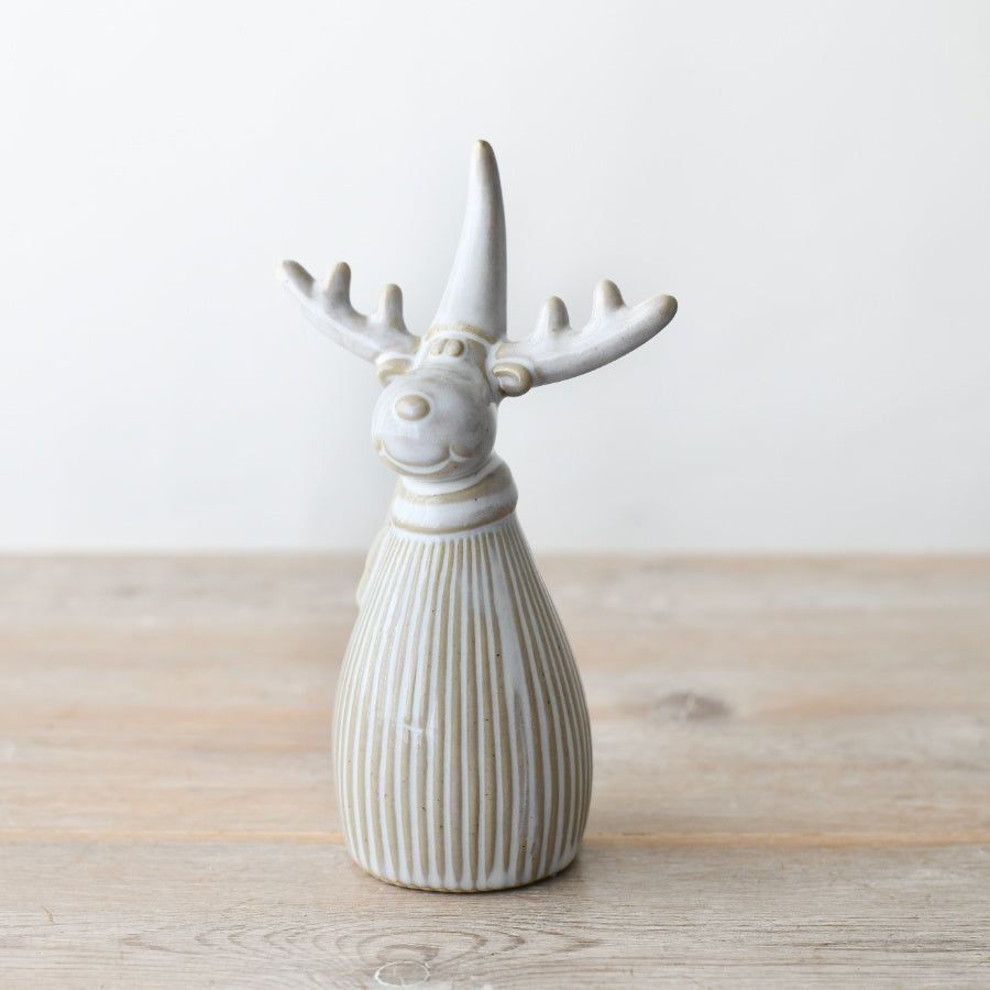 Glazed Reindeer Ornament 10cm – Festive Ceramic Christmas Decoration, Durable Holiday Accent