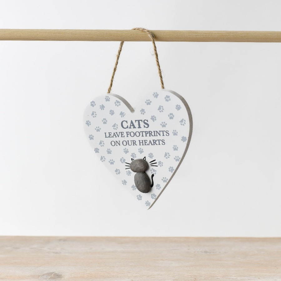 Cats Leave Footprints Heart Pebble Hanger Decorative Wall Ornament