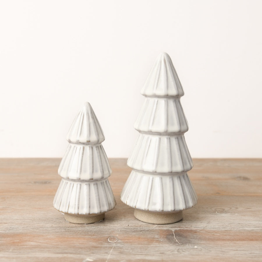 White Reactive Glaze Tree Ornament 20cm Rustic Christmas Decor