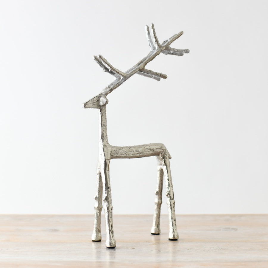 Silver Aluminium Reindeer 35cm – Elegant Standing Christmas Decoration for Stylish Holiday Displays