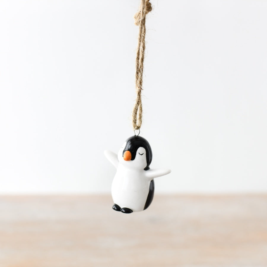 Small Penguin Hanging Ornament, 5.5cm Festive Ceramic Decoration