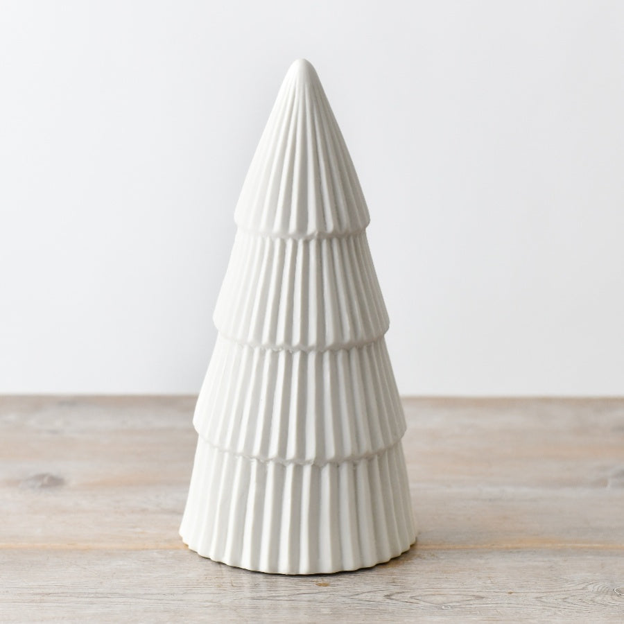 Shining White Tree Ornament, 24cm Glossy Ceramic Decor for Modern Spaces