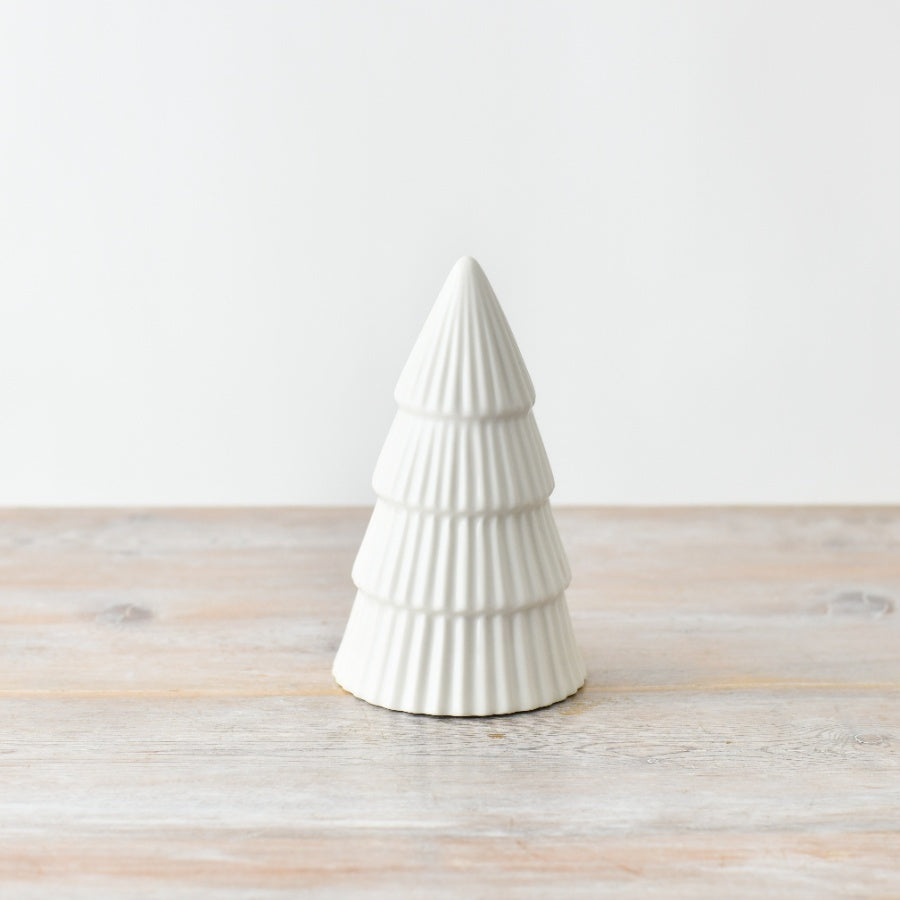 Glazed White Tree Ornament, 11.7cm Ceramic Decor for Winter or Minimal Style