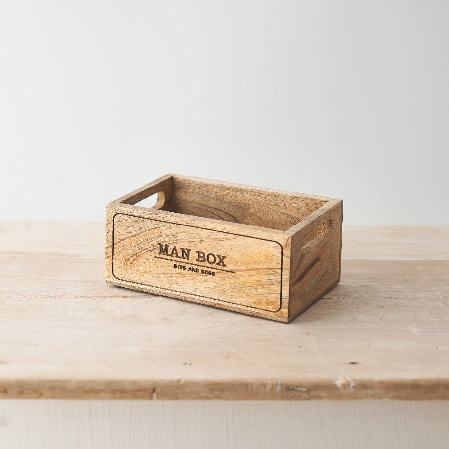 Wooden Storage Man Box, 20cm Personalised Keepsake for Tools and Gadgets