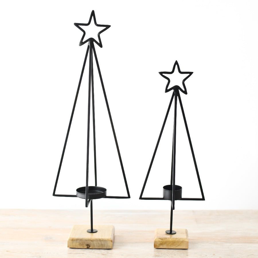 54cm Black Metal Star Tree Candle Holder, Festive Centerpiece for Home Decor