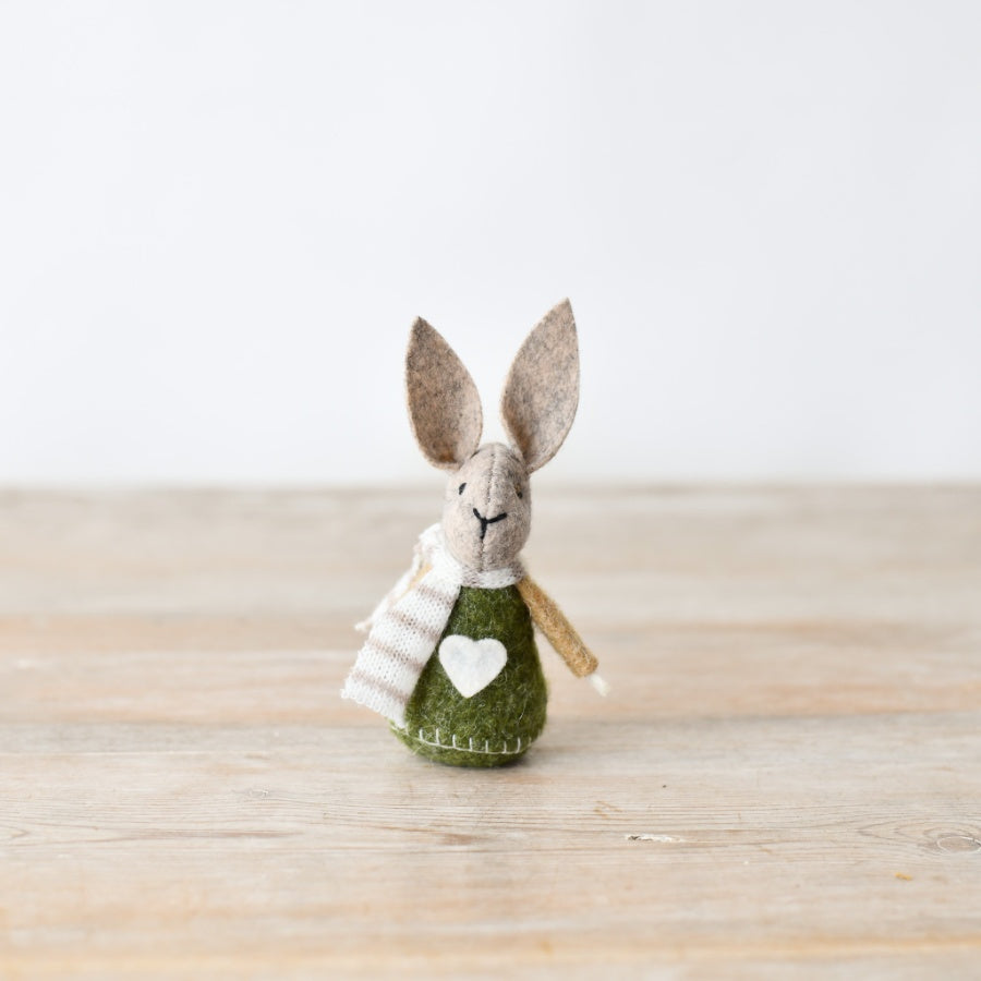 8cm Green Fabric Rabbit, Cozy Mini Easter Bunny Decoration, Soft Home Ornament