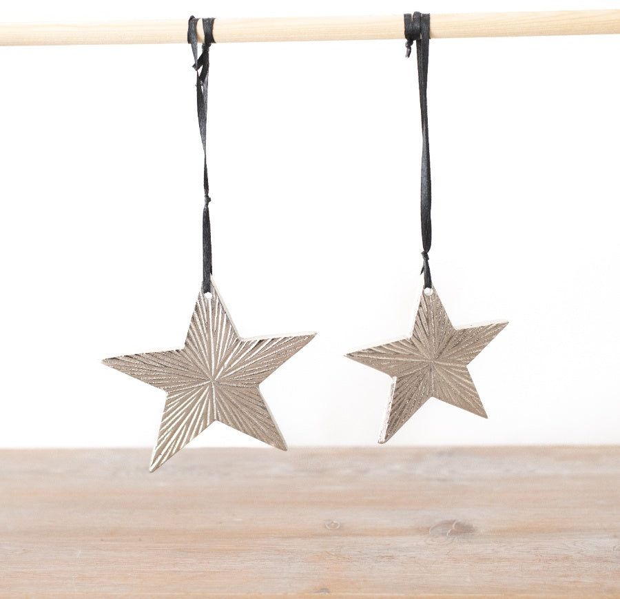 Silver Hanging Star 9cm Aluminium Christmas Ornament, Elegant Tree Decoration