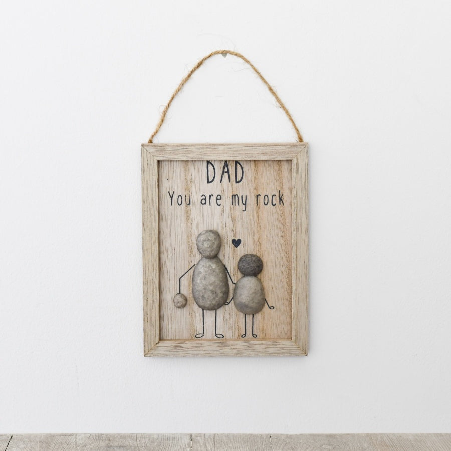 Dad You Are My Rock Hanging Plaque 13.5cm – Rustic Wooden Sign with Heartfelt Message – Ideal Father’s Day Gift