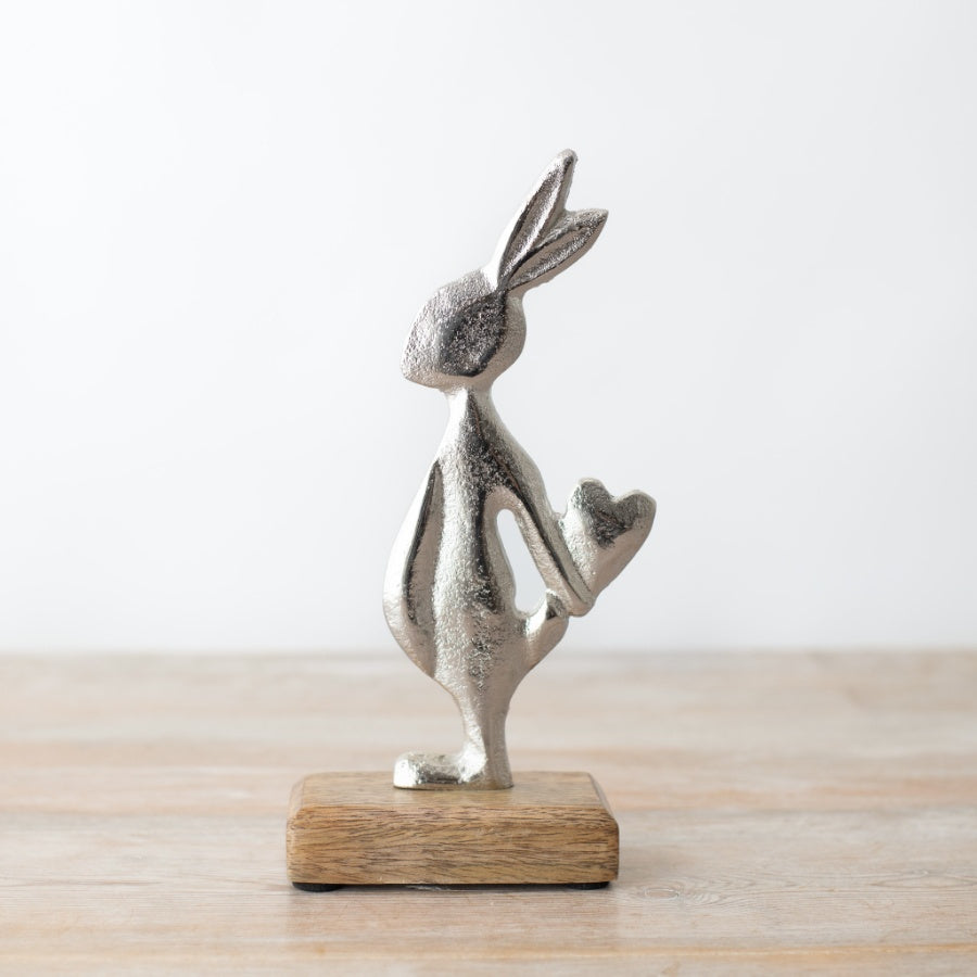 Rabbit Heart Tail Deco Ornament n22cm, Rustic Wooden Plaque, Countryside Charm