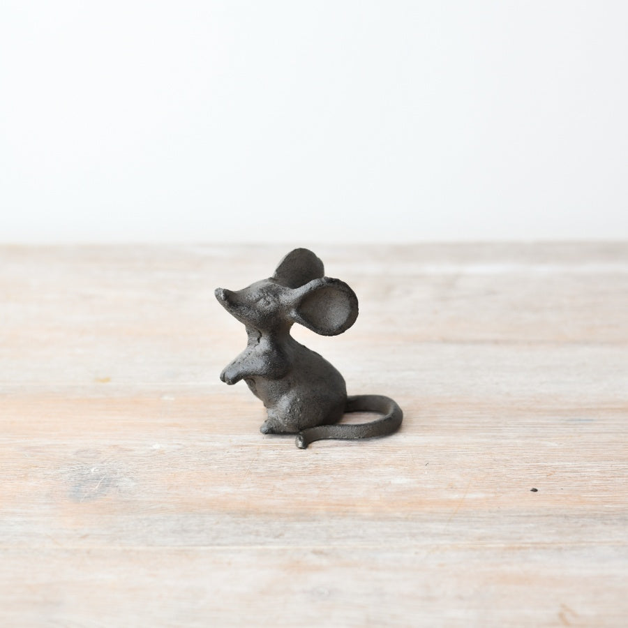Cast Iron Mouse Ornament 7.5cm, Realistic Rustic Home & Garden Decor Accent