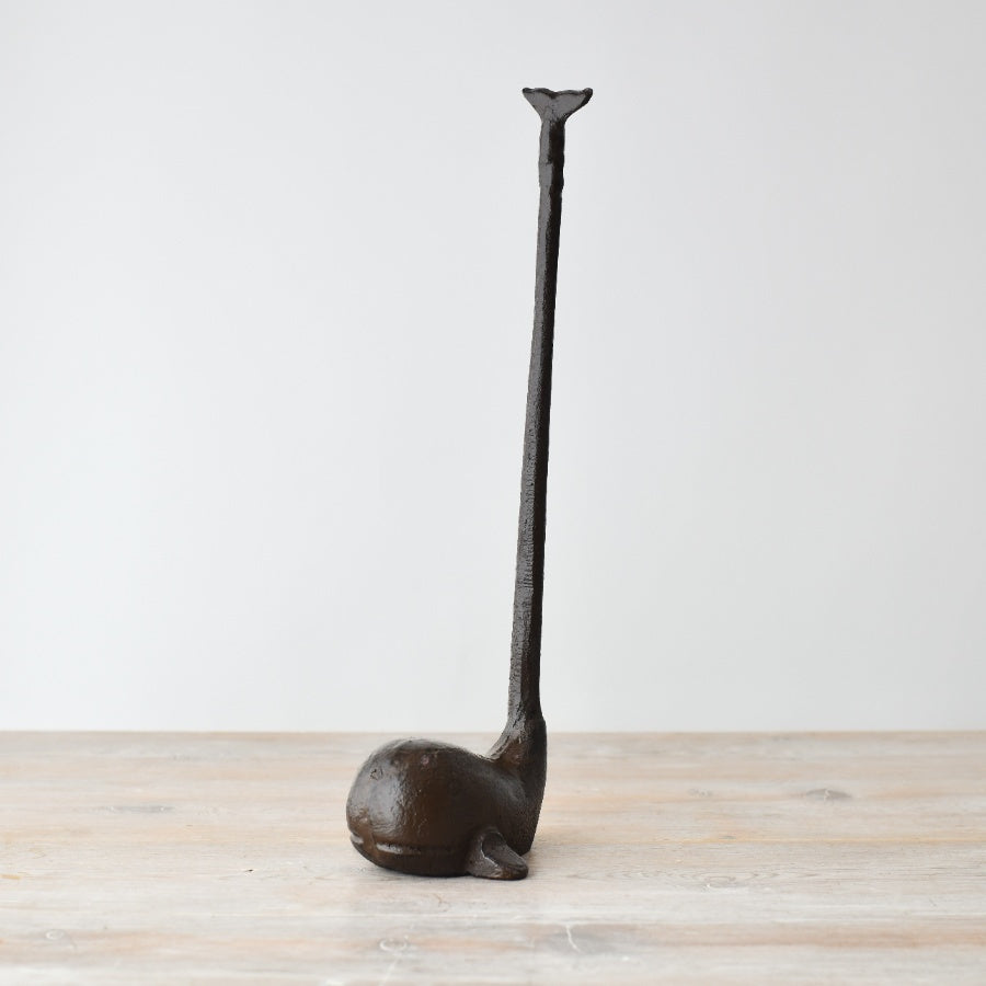 Cast Iron Whale Roll Holder 33cm – Nautical Kitchen Toilet Paper Stand Coastal Bathroom Decor Accessory