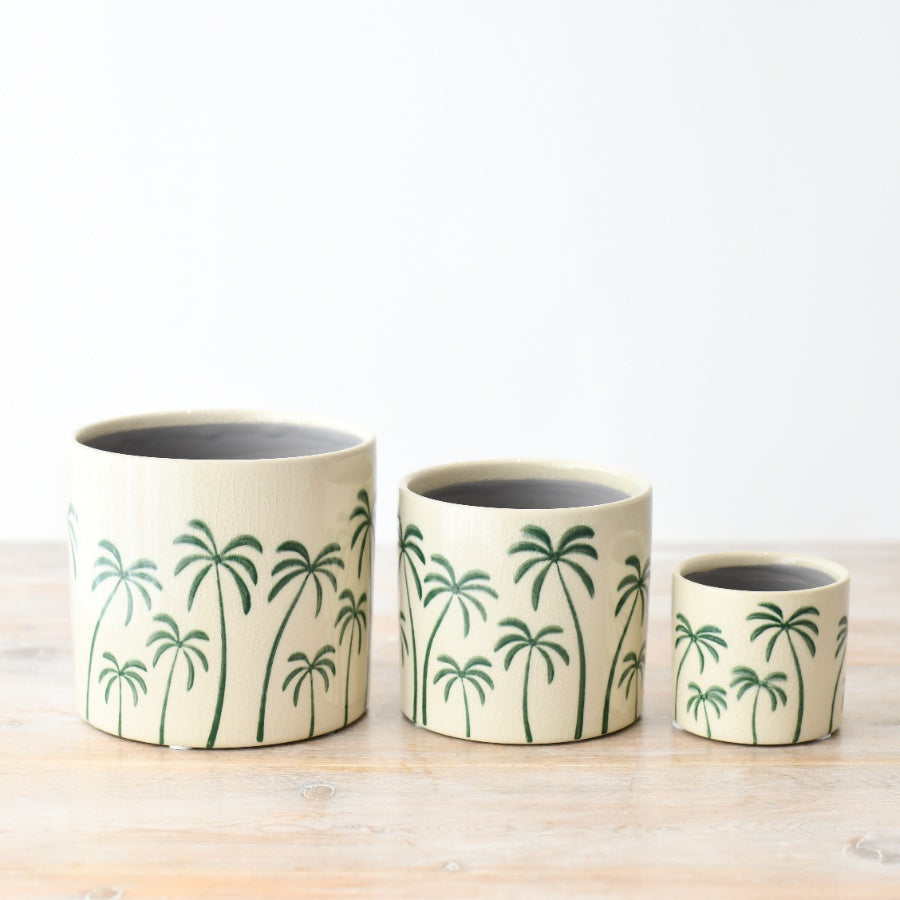 Small Palm Tree Planter Tropical Plant Pot Reactive Crackle Glaze Indoor Outdoor Planter 8cm