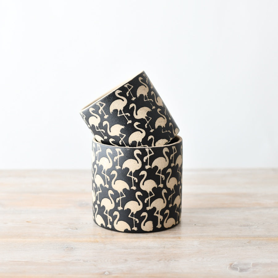 Black Flamingo Planter 11.7cm – Stylish Ceramic Plant Pot Indoor Flower Holder Modern Home Decor