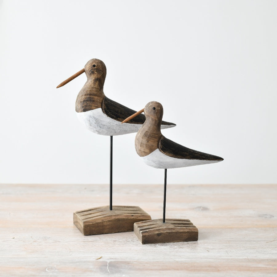 Large Wooden Bird on Base 24cm, Hand-Painted Seaside Ornament with Steel Legs - Animal Themed Home Decor