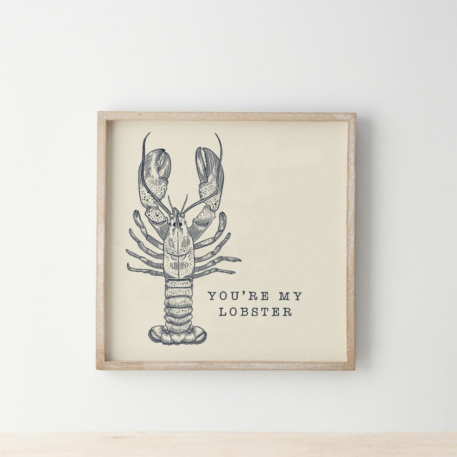 Wooden Sign 25cm, "You're My Lobster” Rustic Hanging Plaque for Couples, Romantic Home Decor Gift
