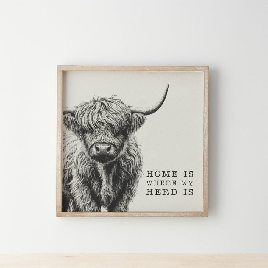 Highland Cow Frame, 25cm – Funny Cow Quote Wall Art – Farmhouse Rustic Animal Decor for Kitchen, Living Room, or Office – Humorous Gift for Animal Lovers