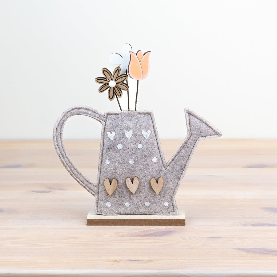 Watering Can with Faux Floral Arrangement – 25cm Spring Home Decor – Pastel Flower Display – Vintage Metal Can Centerpiece – Gift for Easter or Mother's Day