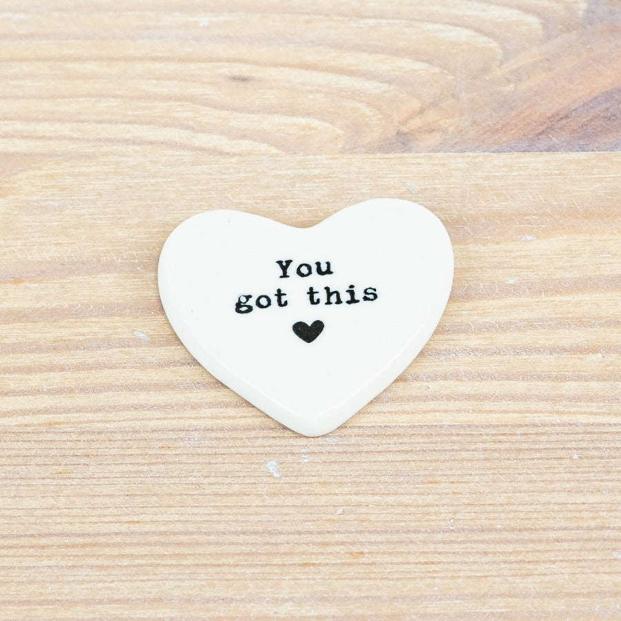 Heart Token – You Got This – 4cm Ceramic Keepsake Gift – Angel Design with Encouraging Message – Hand-Painted Token of Support & Strength