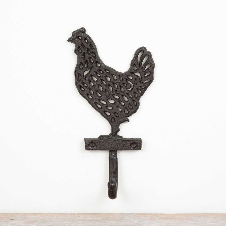 Hen Cast Iron Hook 20cm Rustic Farmhouse Wall Hook Durable Heavy Duty