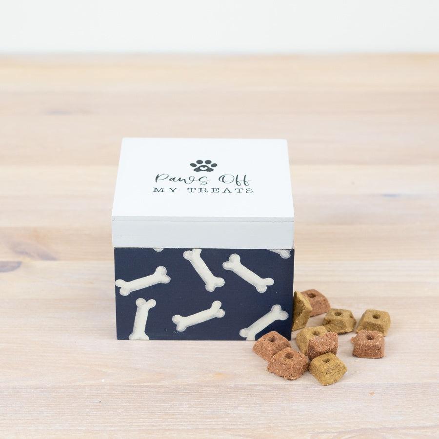 Wooden Paws Off Treats Box 10cm Personalized Dog Treat Storage Box