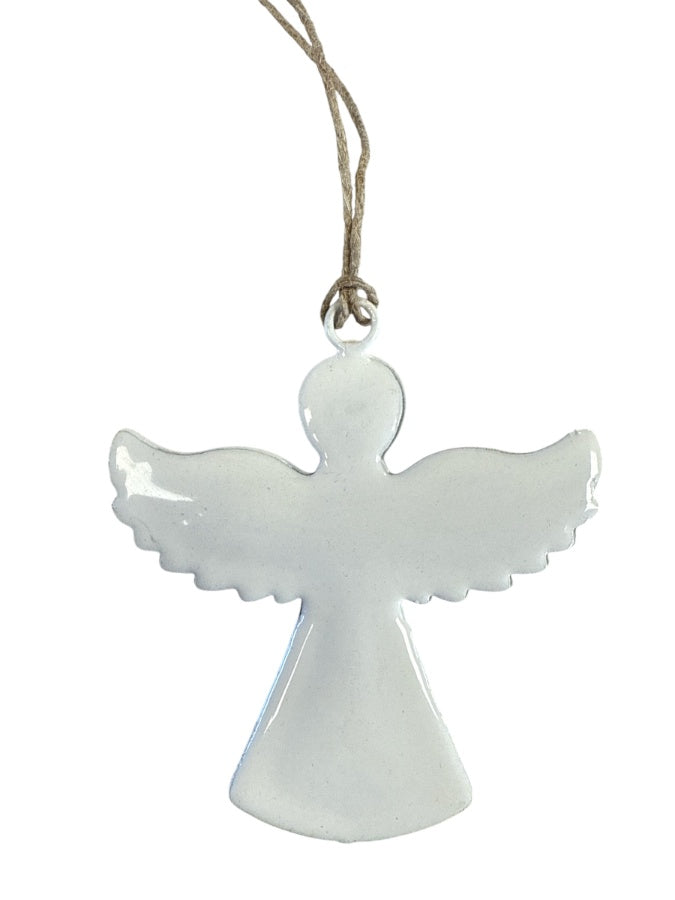 Hanging Angel Decoration 9cm White Glazed Ornament, Christmas Home Décor