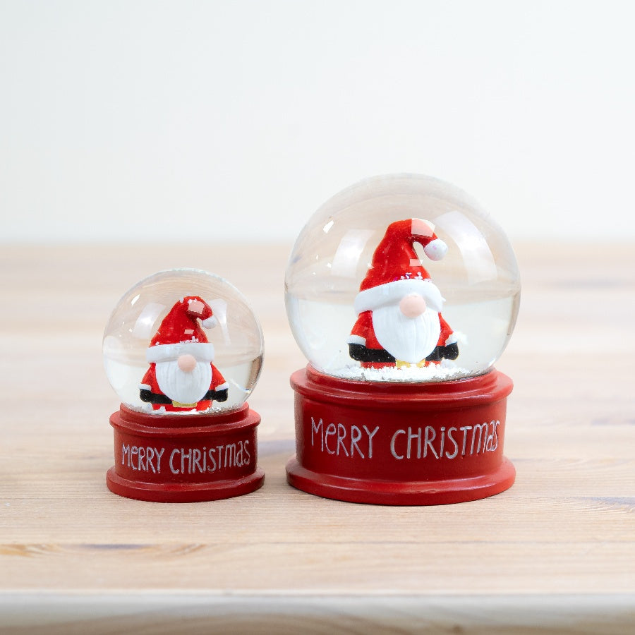 Merry Christmas Snow Globe – 9cm Festive Santa Ornament with Snow, Holiday Decoration