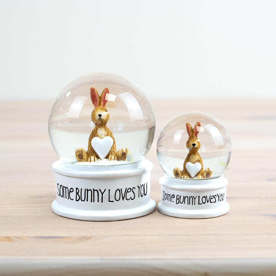 Some Bunny Loves You Snow Globe 6cm – Easter Bunny Ornament with Glitter Spring Decoration Gift