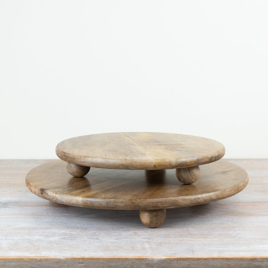 Round Wooden Candle Plate 30cm, Rustic Display Tray for Pillar Candles