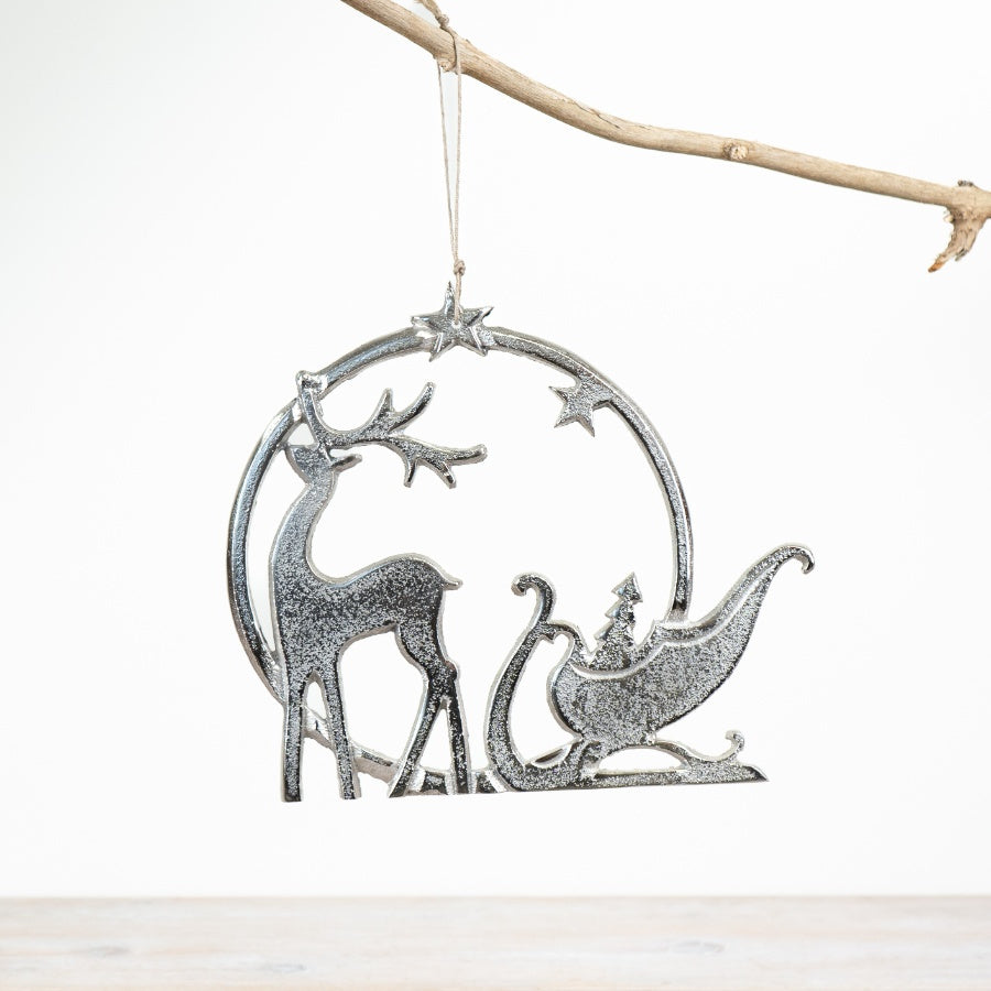 Aluminium Hanging Reindeer Ring Deco, 25cm