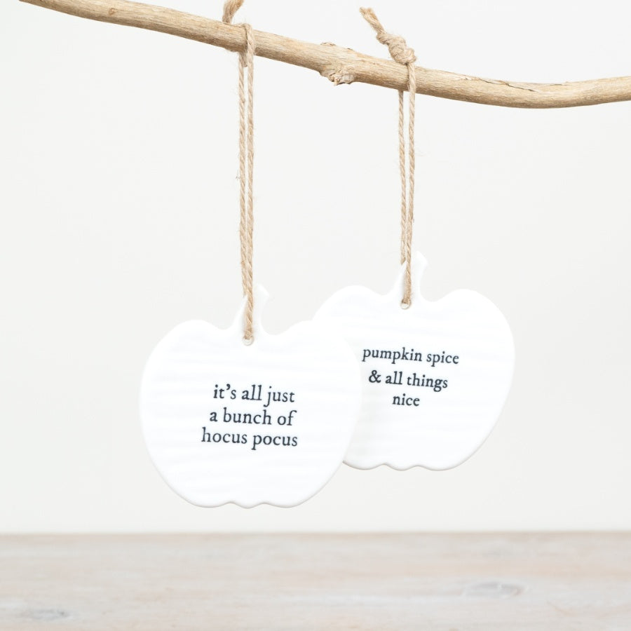 Pumpkin Spice Ceramic Hanger – 9cm Autumn Hanging Decoration