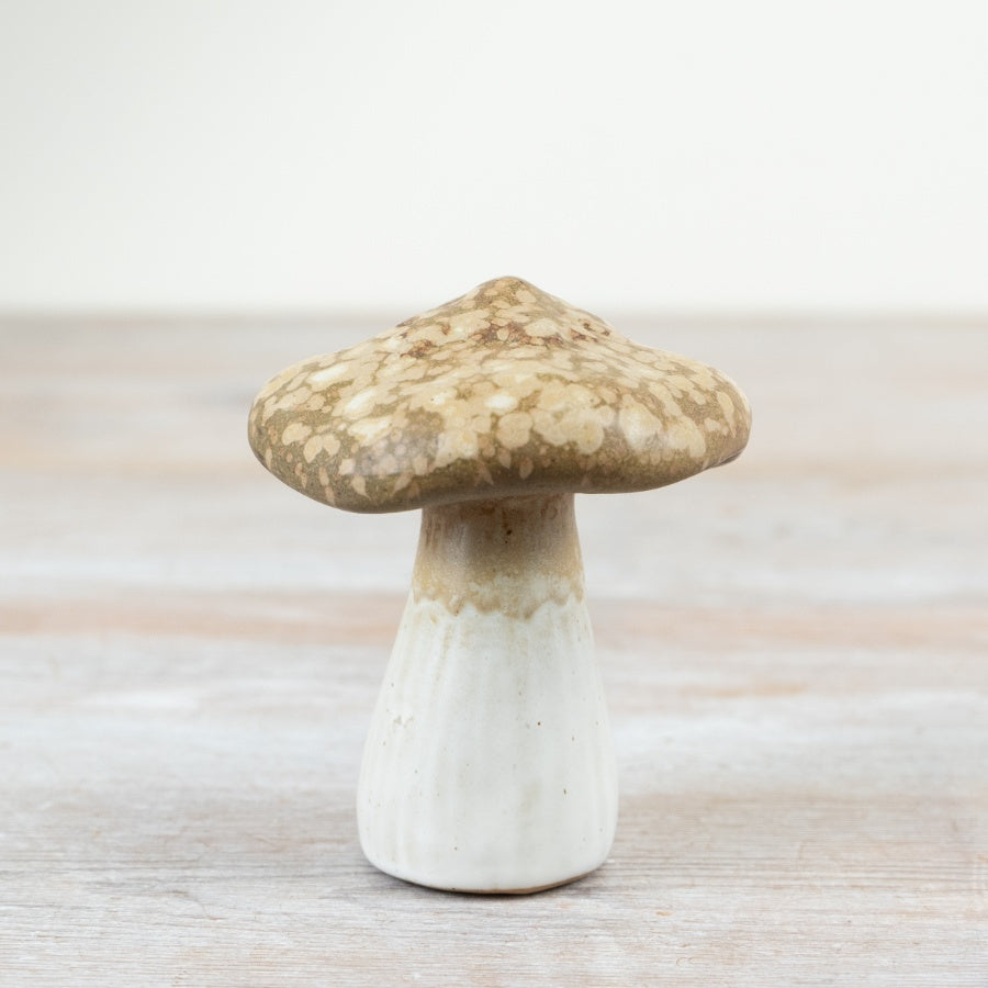 6.8cm Stoneware Mushroom Decoration – Rustic Nature Inspired Ornament, Woodland Home Decor