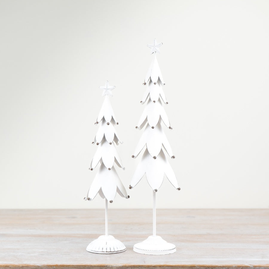 White Metal Tree Ornament – 40cm Elegant Christmas Decoration, Modern Festive Display Piece