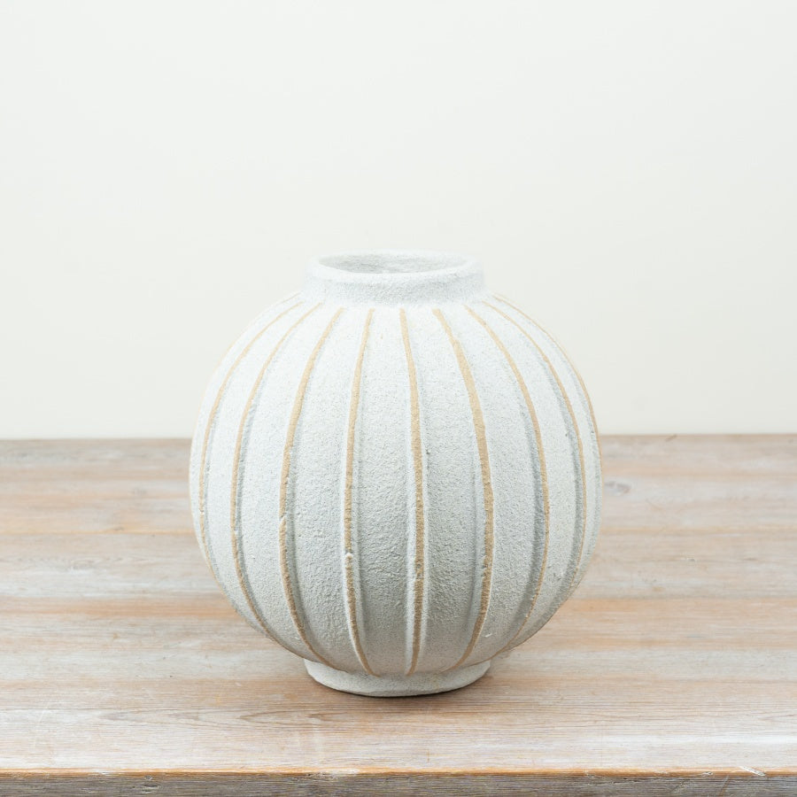 White Terracotta Vase Textured Decorative Flower Vase Modern Home Decor 25cm