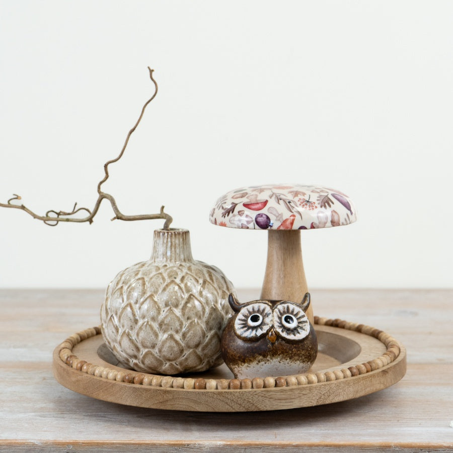 Set of 2 Rustic Brown Owl Ornaments – 5cm Mini Woodland Décor Figurines