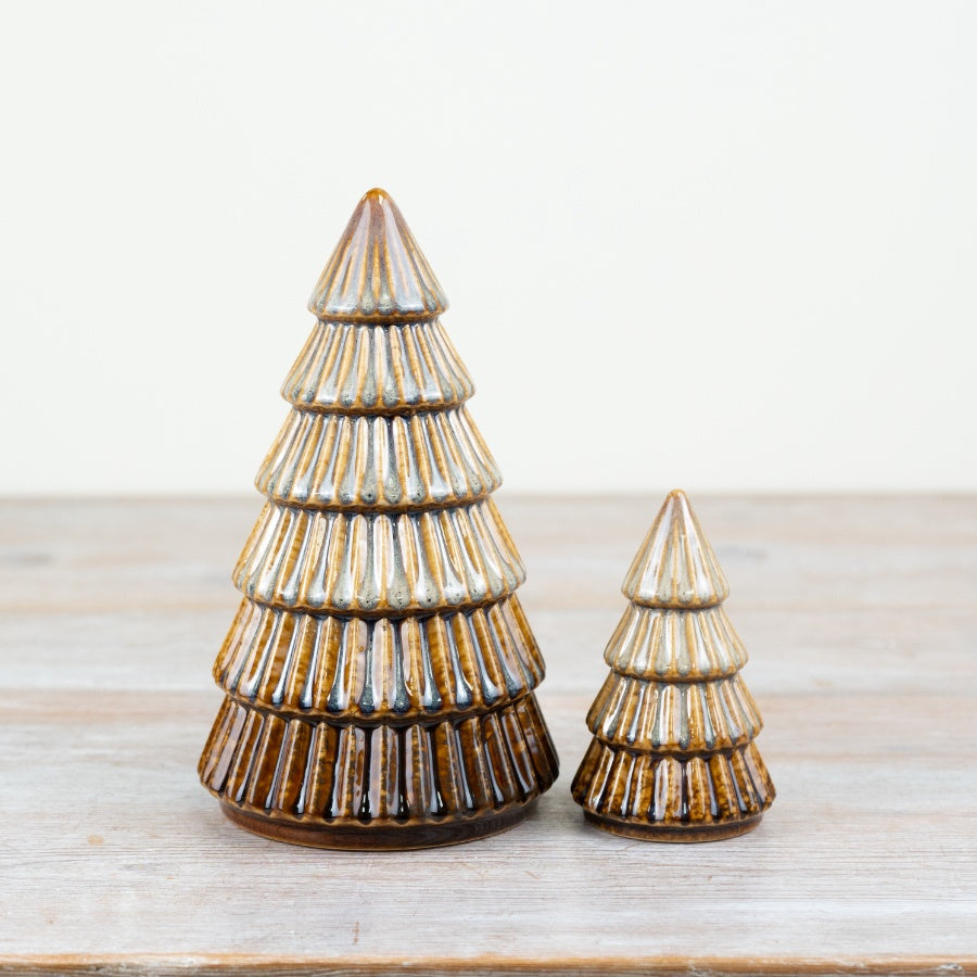 9.8cm Brown Tree Decoration – Rustic Wooden Style Ornament