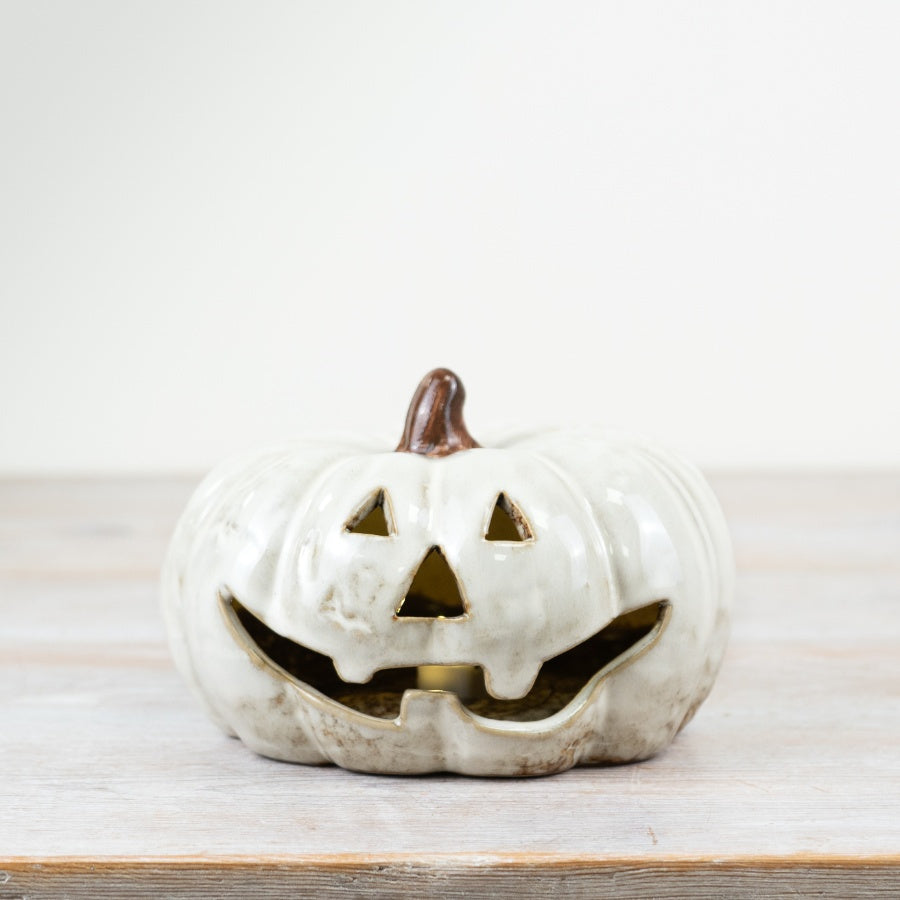 15cm LED Spooky Face Pumpkin Decoration – Glowing Halloween Ornament, Autumn Home Décor