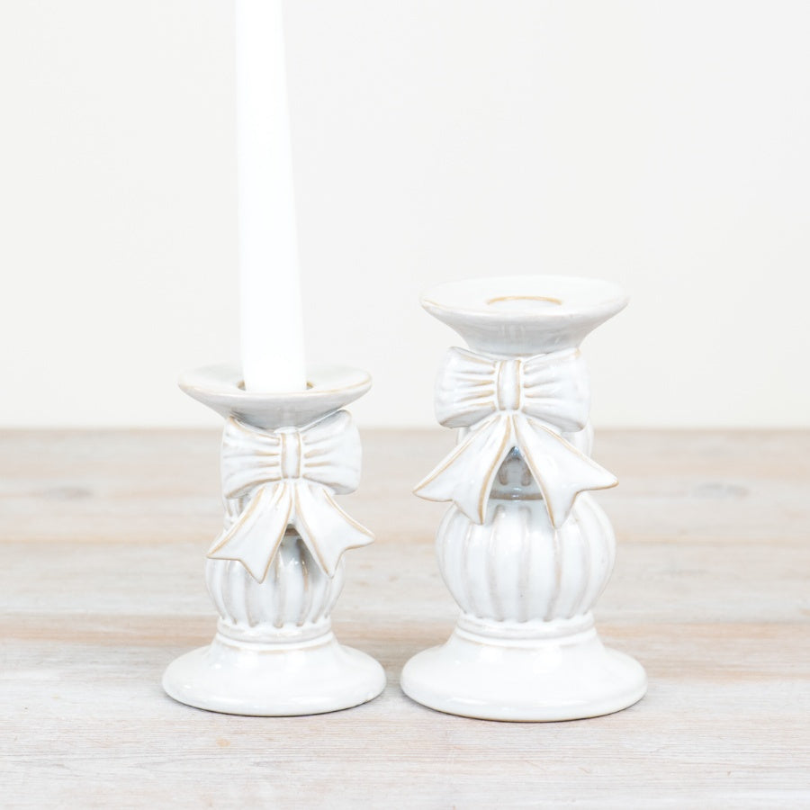 Bow Pillar Candle Holder – 15cm Elegant Decorative Candle Stand