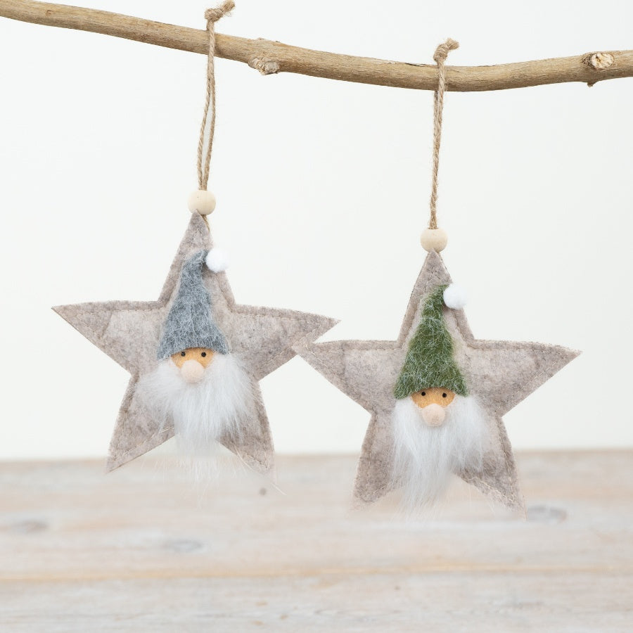 Felt Star Gonk Hangers 13cm – Festive Nordic Christmas Decorations, Set of 2