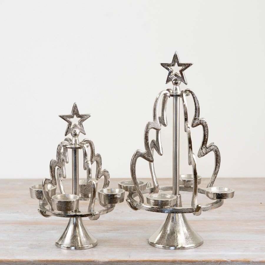 Tree T-Light Holder – 28cm Metal Candle Stand, Festive Christmas Tealight Decoration