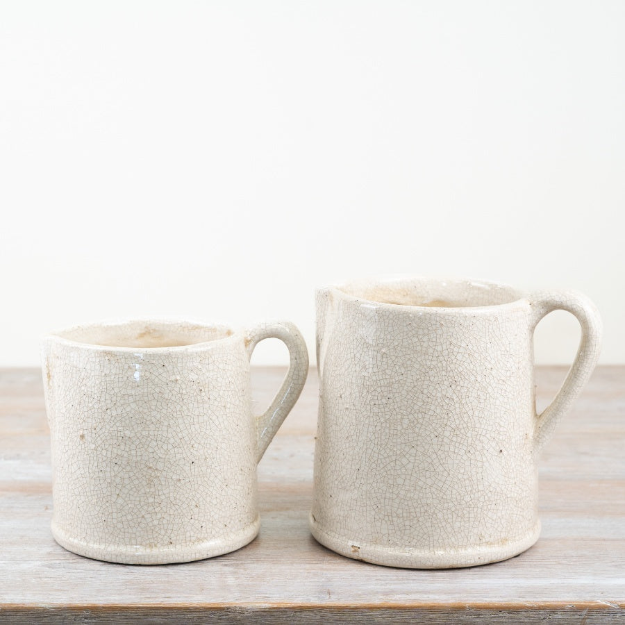 Jolee White Distressed Jug 19cm – Rustic Ceramic Vase Pitcher