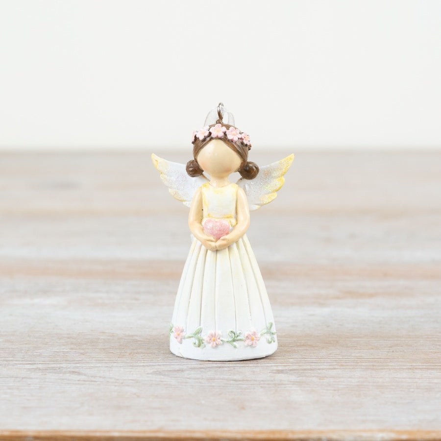 Gold Angel Hanging Decoration 8.5cm – Elegant Resin Ornament with Heart Detail, Christmas Tree or Home Décor Accent