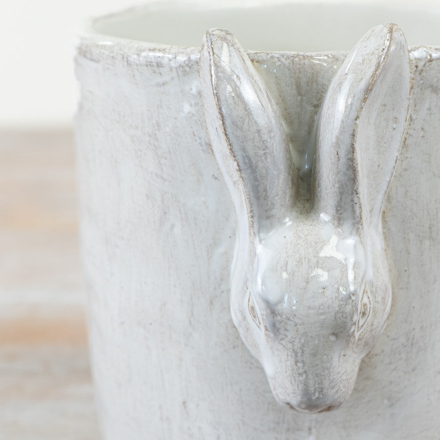 Planter with 3D Bunny – 16.5cm Easter Ceramic Plant Pot, Cute Rabbit Home Décor